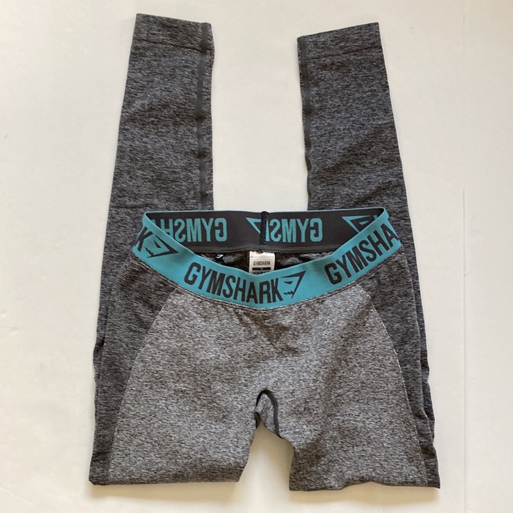 Gymshark Flex Leggings Charcoal Marl Dusky Teal Medium - Excellent - Picture 3 of 5